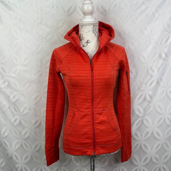 Athleta Striped Strength Red Orange Hoodie Size XS - Picture 1 of 13